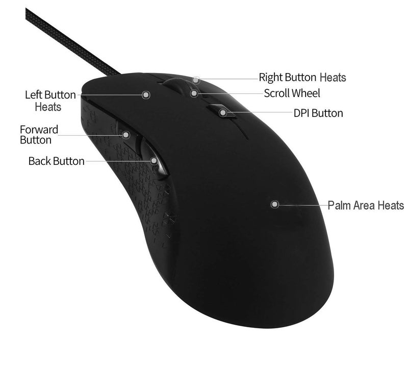 ValueRays Heated Mouse Quiet Click Heated Buttons Universal Size (Solid Black) - Image 3